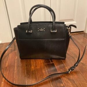 kate spade Black Leather Satchel with Removable Strap